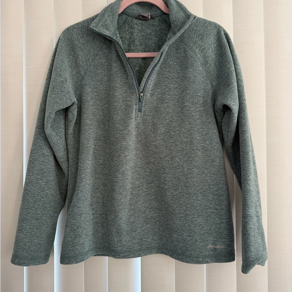 Eddie Bauer Women's Green Quarter-Zip Sweatshirt